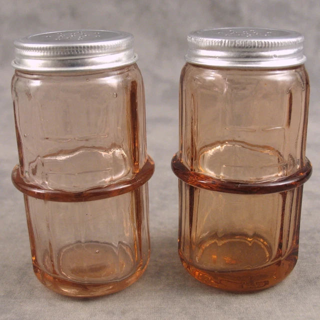 PINK GLASS Hoosier SALT & PEPPER SHAKER SET