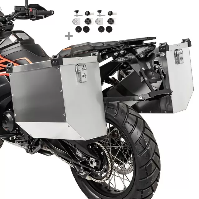 Alukoffer Motorrad Set Bagtecs Atlas 2x36 L + Anbausatz für Kofferträger