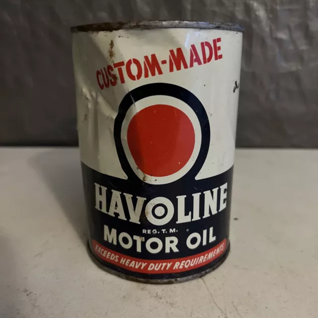 Vintage Havoline Motor oil Can, 1 quart, Empty Can