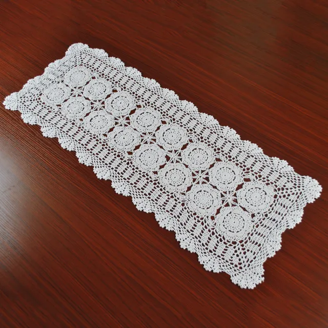 Vintage Table Runner Cotton Handmade Crochet Lace Craft Table Cover Gift Decor