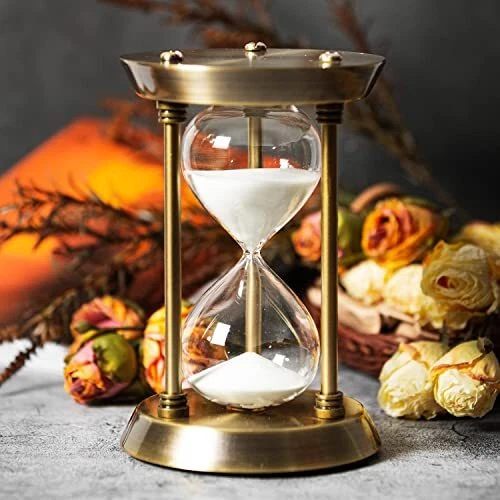 60 Minute Hourglass Sand Timer with Metal Frame, Big Size Antique Sand Clock,
