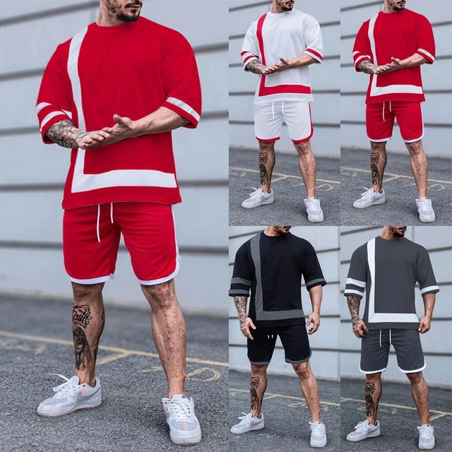 Tuta da Ginnastica Uomo Tempo Libero Pantaloncini SPORTS Abiti Estate Pantaloni