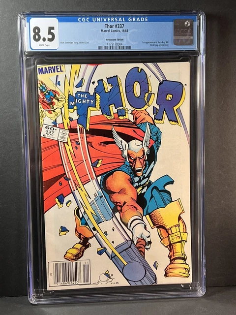 Thor #337 CGC 8.5 WHITE PAGES + NEWSSTAND 1st Beta Ray Bill Marvel Comic 1983