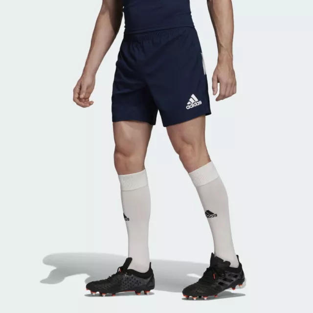 adidas 3 Stripes Mens Rugby Shorts 3S Teamwear Navy Blue Sports Match