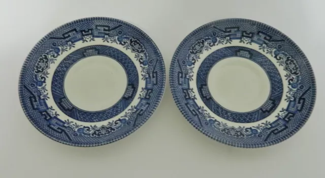 Blue Willow By Churchill England Saucers Fine China - Two