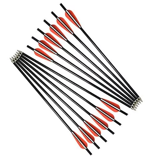 12X 14"/16" Crossbow Bolts Fiberglass Hunting Arrows Changeable Tips Flat Nocks 3