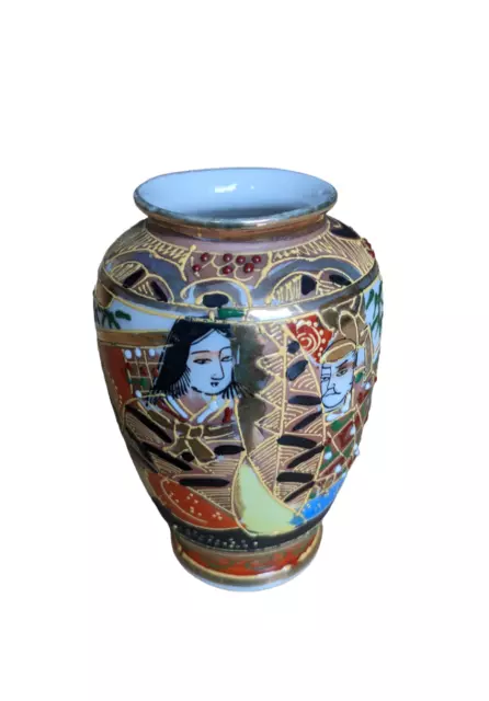 Porzellanvase Satsumavase Japan handgemalt Ziervase Lackmalerei 2