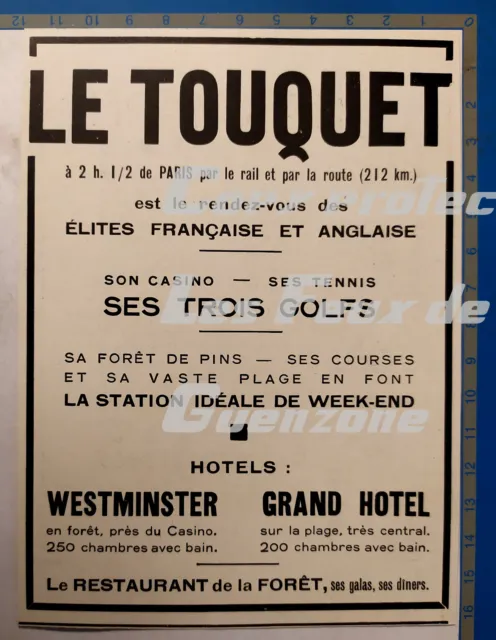 LE TOUQUET GOLFS CASINO TENNIS VACANCES HOTELS 1931 publicité advert