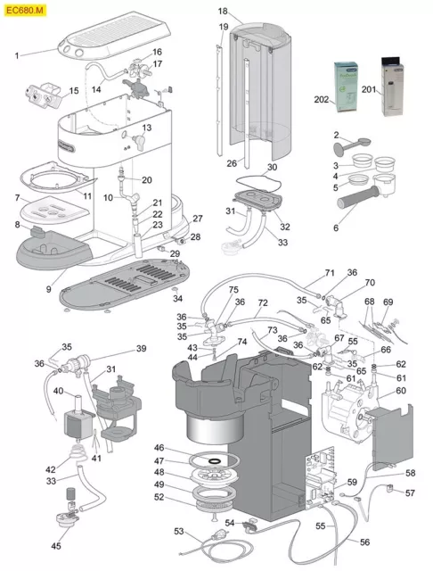 Delonghi EC680 EC 820 Dedica DLSC402 Espresso Machine Easy Clean ESE Pod Filter 3