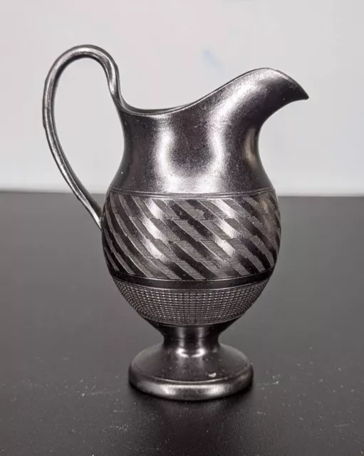 English Antique Black Basalt Pottery Jug c19th - Possibly Wedgwood - Cream Milk