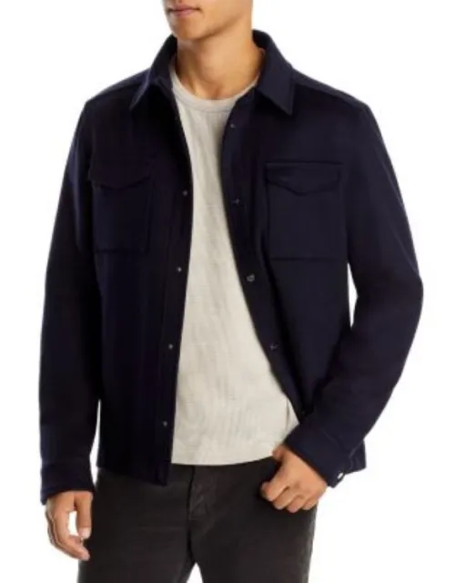 $995 Herno men's Wool / Cashmere Woven Shirt Jacket Shacket -sz 44/ 54 it - Navy