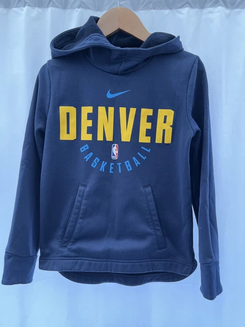 Maglione con cappuccio ragazzo Nike Denver basket taglia S 8/9 blu navy manica lunga