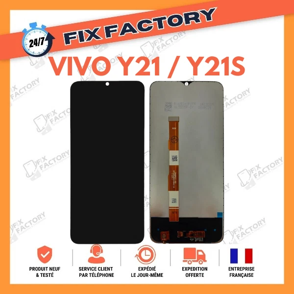 Écran LCD Avec Vitre Tactile Pour Vivo Y21, Y21S, Y20, Y20S - Noir - Fabriqué En France - Compatibilité Garantie