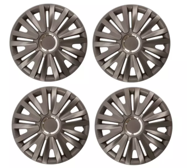 16" inch fit dacia Wheel Trims Hub caps covers Set of 4 GRAPHITE CHROME RING