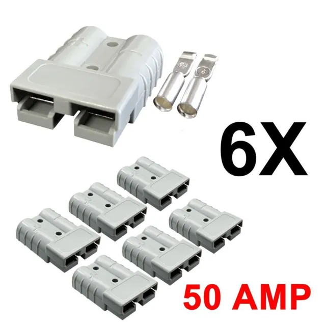 6x Connectors For Anderson Style Plug DC Power 50AMP Solar Caravan 6AWG