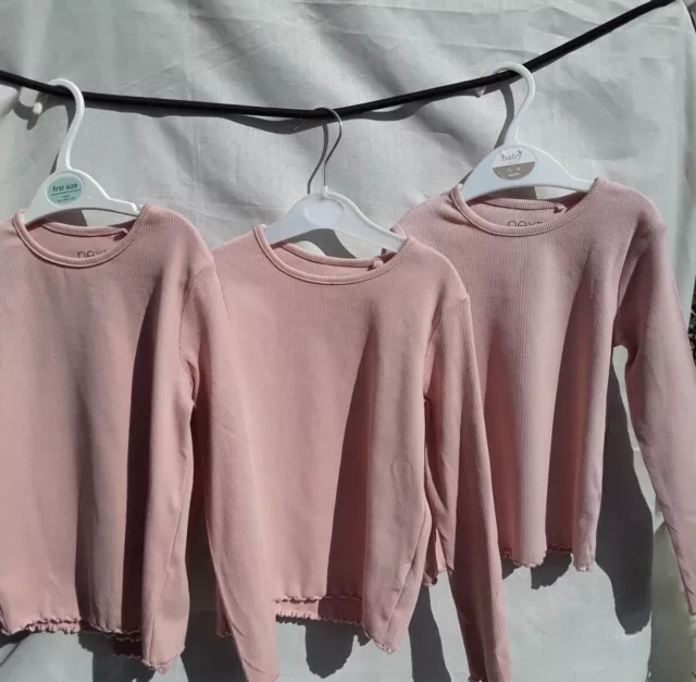 3 X Girl's NEXT long Sleeved Pink Tops Age 4-5 Years