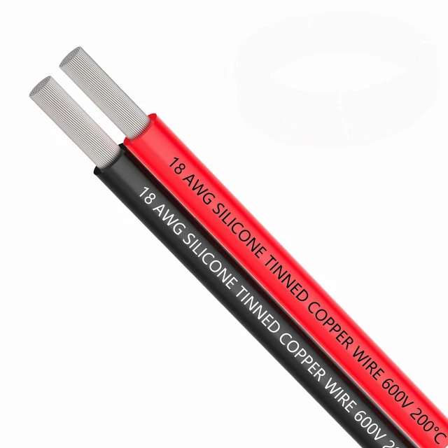 18 AWG Silicone Electrical Wire 30 Feet [15 Ft Black and 15 Ft Red] 2 Conductor