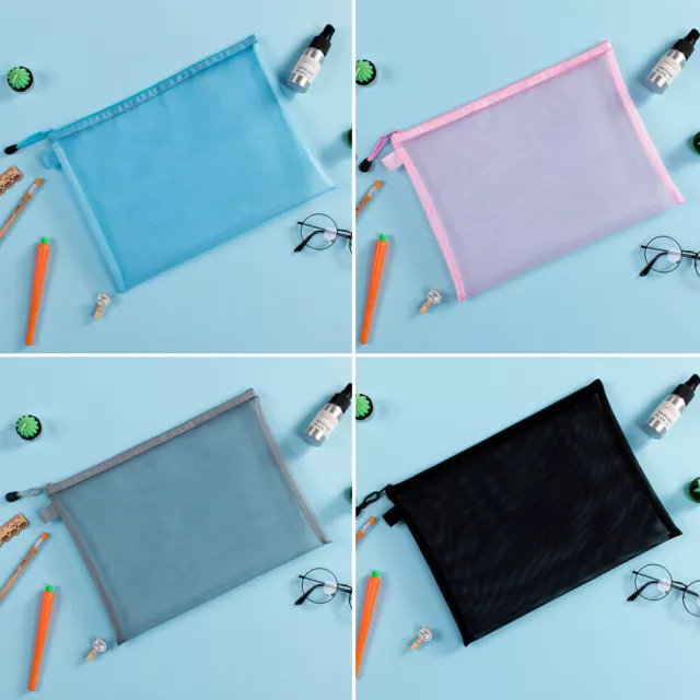 A4/A5/A6 Slim Mesh Zip File Bag Folder Pocket Document Protective School Office
