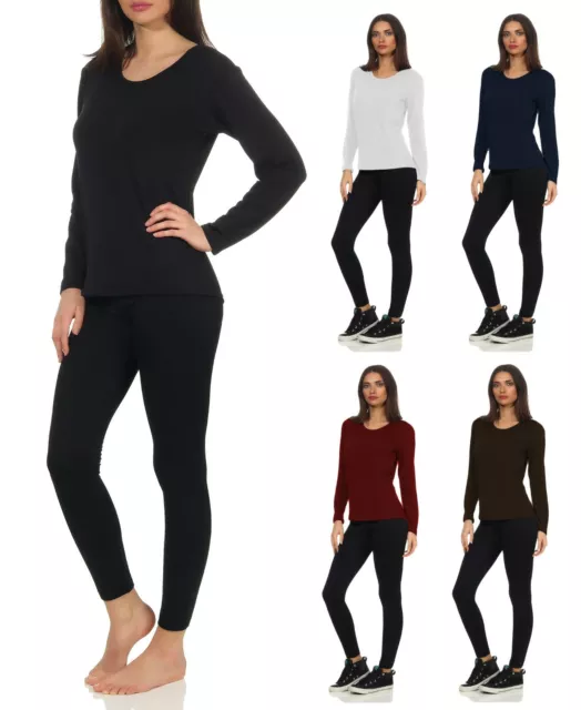 Thermounterwäsche Damen Set Langarm Shirt + Leggings warme Skiunterwäsche 42-48