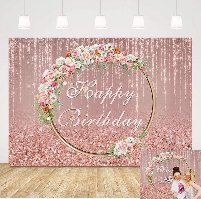 Rose Gold Birthday Backdrop Banner Happy 60th Birthda vrogue.co