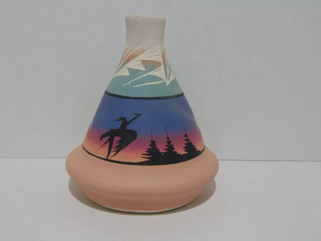 Southwestern Style Pottery Vase Hand Painted Signed