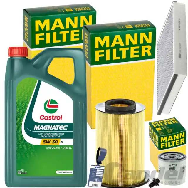 Mann Package D'Inspection + 5L Castrol 5W-30 Huile Convient pour Ford C 3 Ti