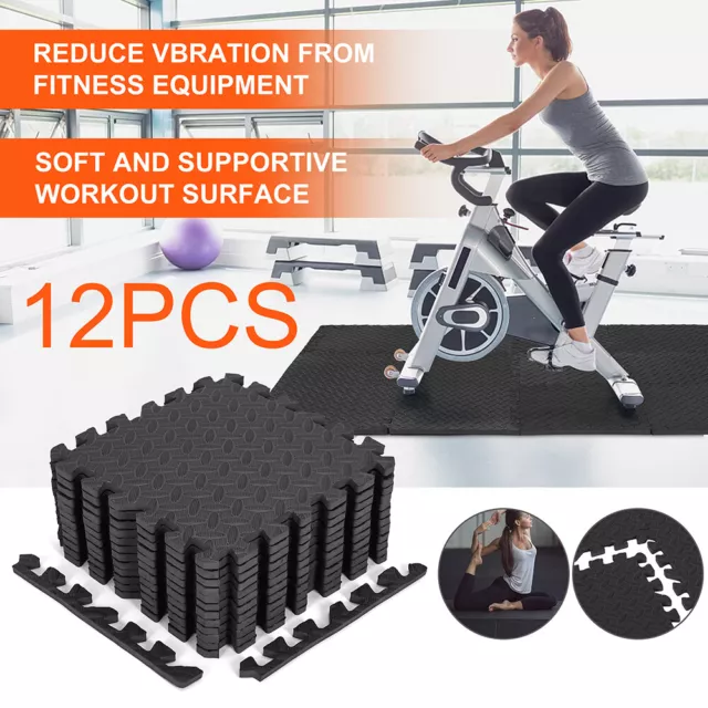 12PC Exercise Floor Mat Foam Puzzle Interlocking Tiles Workout Equipment Cushion