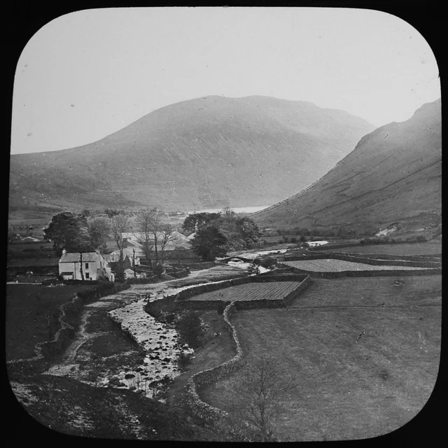 WASTDALE VILLAGE & VALLEY C1887 ANTIQUE Magic Lantern Slide LAKE DISTRICT PHOTO