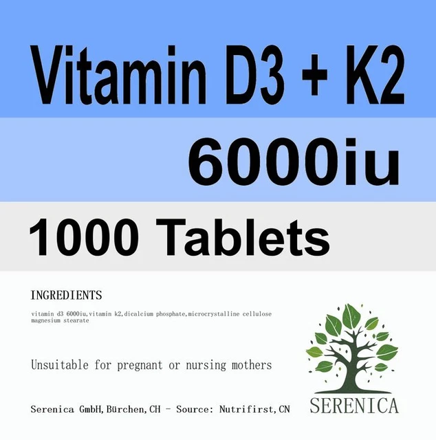 Vitamin D3 K2 4000iu with 200mcg MK-7 x 1000 Tablets