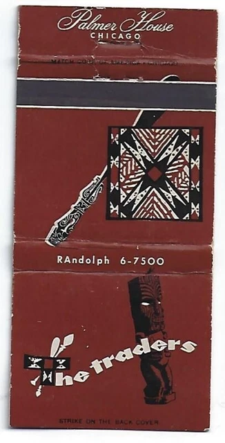 Tiki God Tropical Matchbook Trader Vic The Traders Chicago, IL Palmer House
