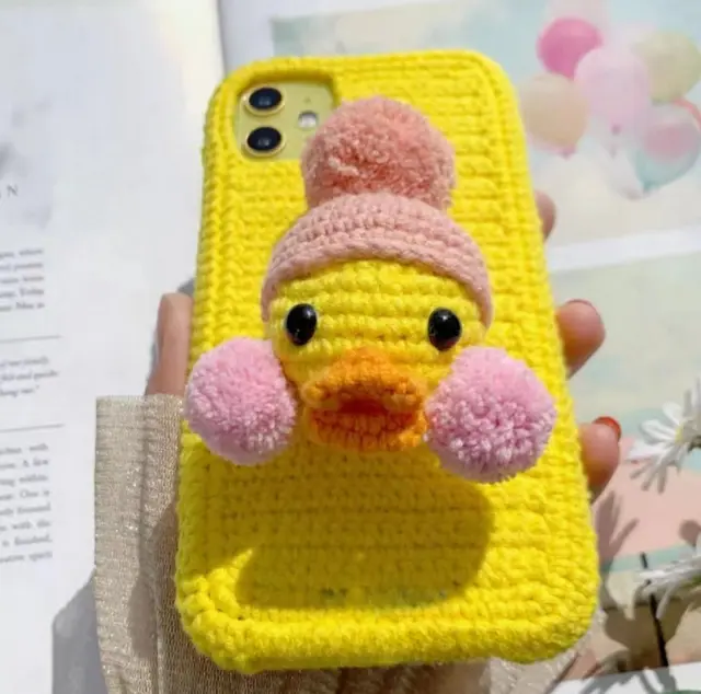 Duck Hat DIY Knitted Phone Case Kit Finished Available Customized Phone Case Kit