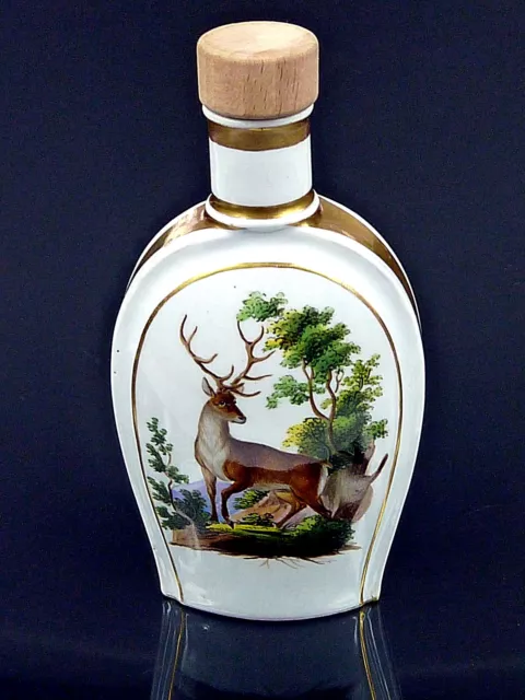 seltene Schnapsflasche / Flachmann - Meissen - jagdliche Bemalung - 19. Jhd. 2