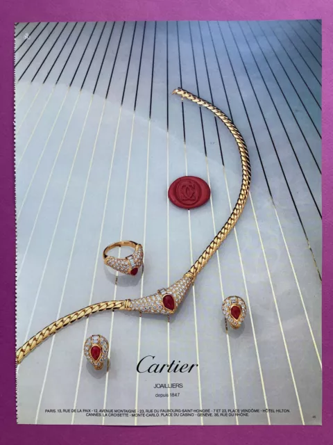 Publicité Cartier joaillerie bijoux pub 1982 advertising vintage 80s jewelry