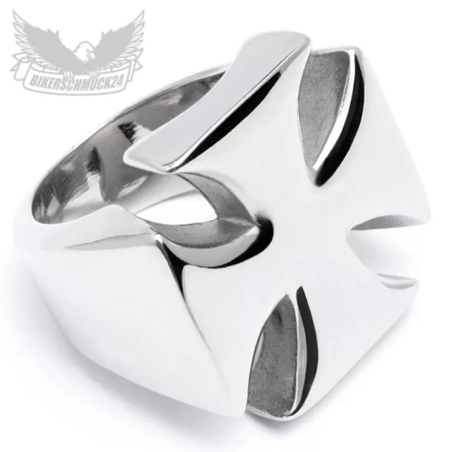 Eisernes Kreuz Edelstahl Ring silber schwer massiv Bikerschmuck Herren Geschenk