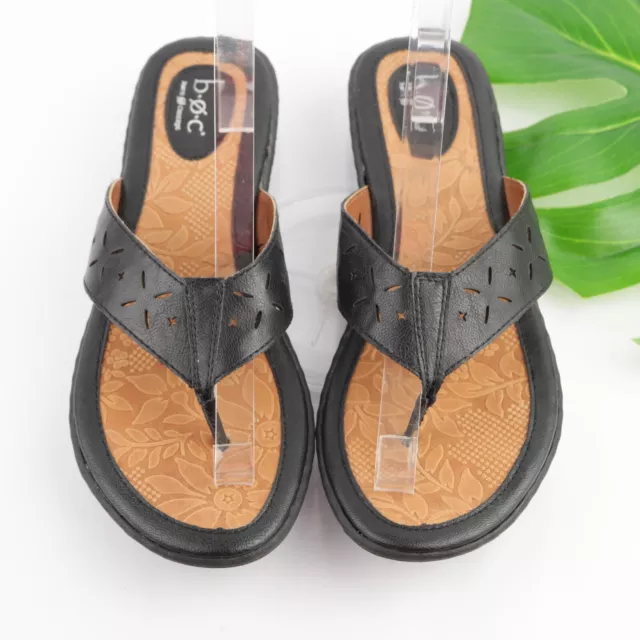 Born Women's Zita Sandal Size 10 Thong Slide Black Leather Flip Flop Comfy Shoe
