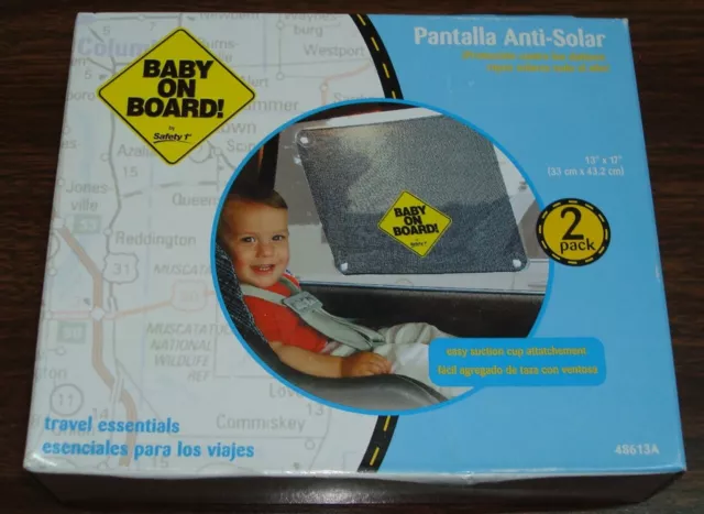 Travel Essentials Baby On Board Deluxe Sunscreen 13" x 17" (2 Pack) (BIN 25)