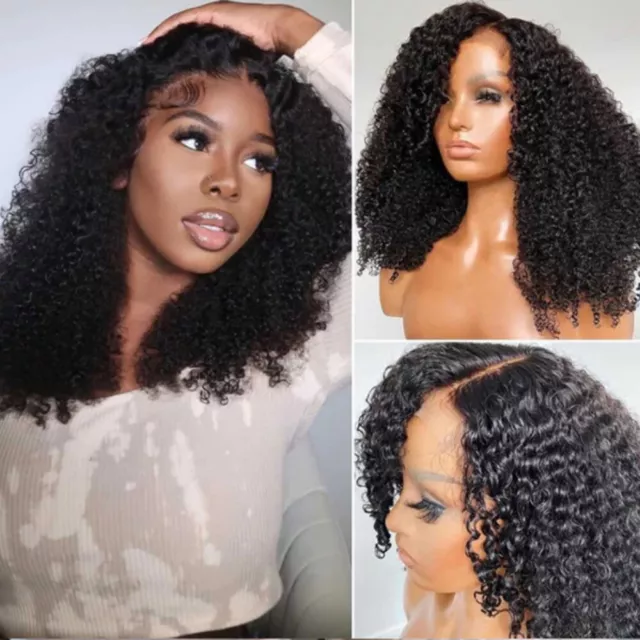 13x6 Lace Front Wig Afro Kinky Curly Wigs With Bangs Human Hair HD Full  Lace Wig
