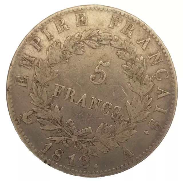 Monnaie de 5 francs France Napoléon Ier 1812 A (Paris) argent