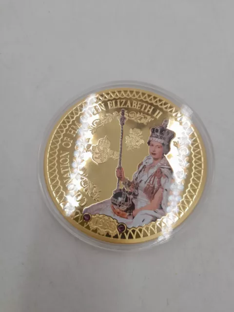 2019 Large Proof 70mm 1953 Coronation Queen Elizabeth II Coin Medal w/ Swarovski