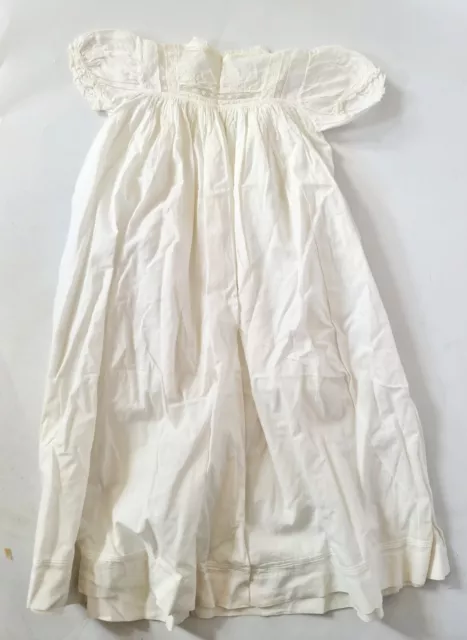 Antique Baby Dress Christening Heirloom White Cotton Edwardian original lace 0-3