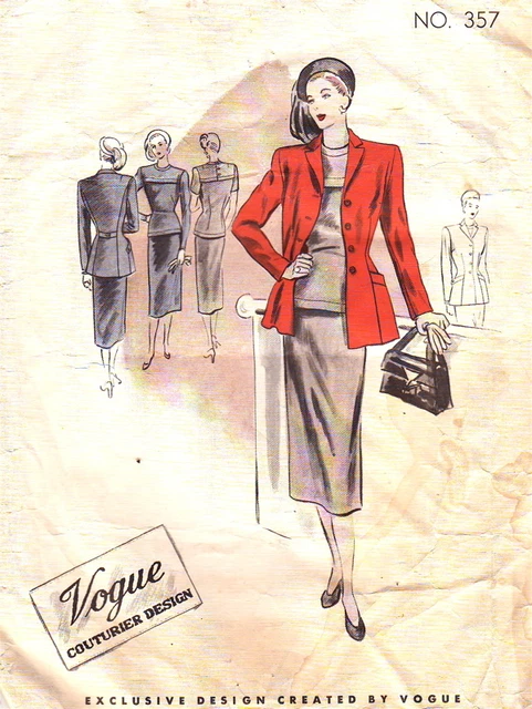 PATRON DE COUTURE Vintage Vogue Années 1940 WW2