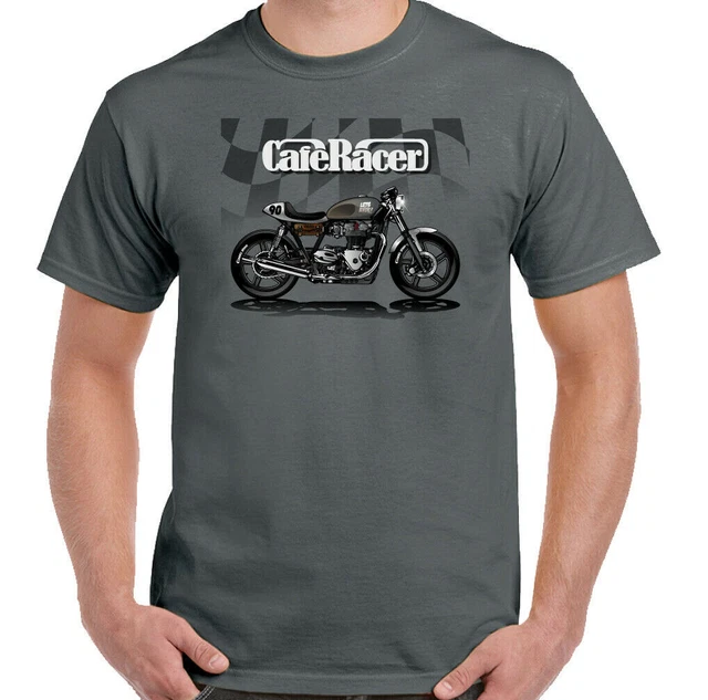 T-shirt Cafe Racer da uomo biker moto motociclista appassionato indiano top