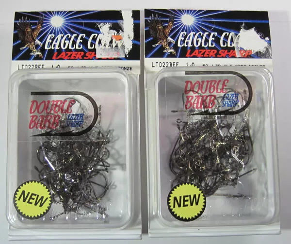 100 EAGLE CLAW Aberdeen Hooks LT022BEF Size 1/0 Double Barb Auto Rotating  Shank $3.99 - PicClick