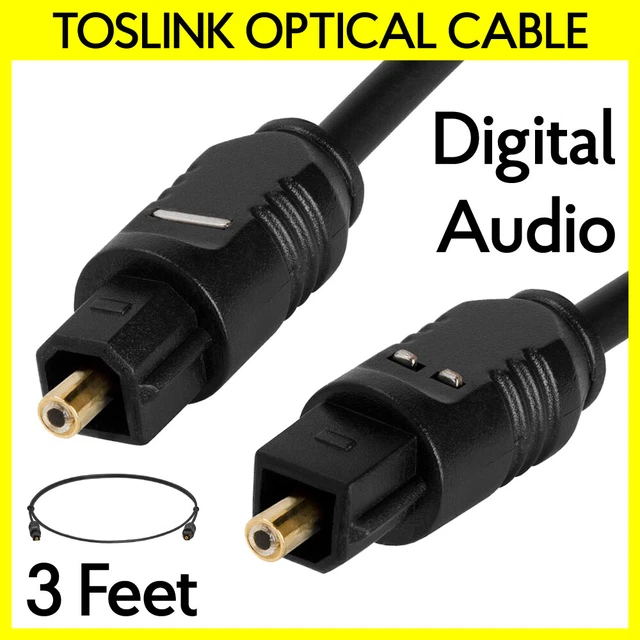 Toslink Optical Cable 3 Feet Optic Fiber Audio Cord SPDIF Male to Male Cable