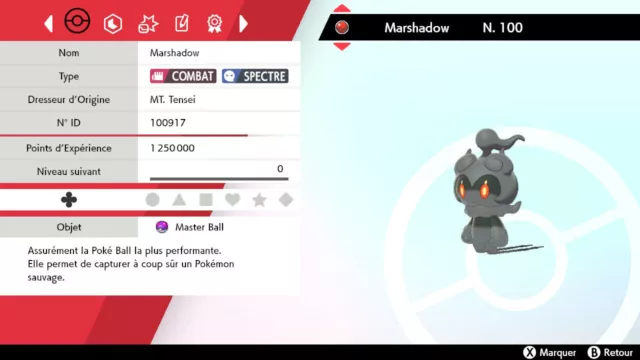 Pokemon MARSHADOW 6 IV level 100 Epée & Bouclier - Sword & Shield / 6iv