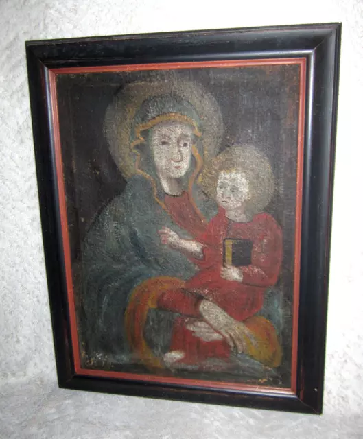 altes Ölgemälde auf Leinen  - Madonna mit Kind um 1790