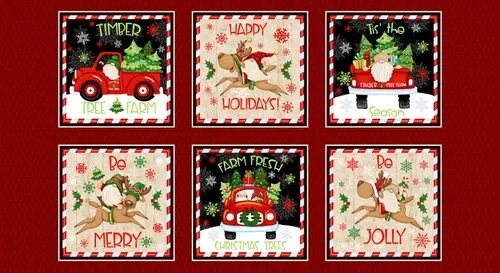 Henry Glass Tela Patchwork Timber Gnomies, Weihnachtsstoff Panel Gnomo Alce