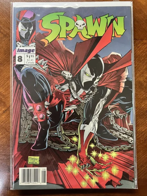 Spawn #8  IMAGE Comics 1993 NM- NEWSSTAND Alan Moore Todd Mcfarlane Spiderman 1