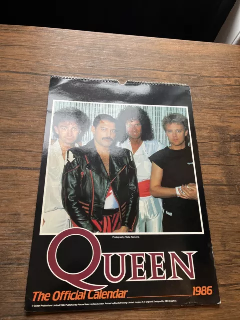 Queen 1986 Official Vintage Large Group Wall Danilo Calendar Freddie Mercury 80s