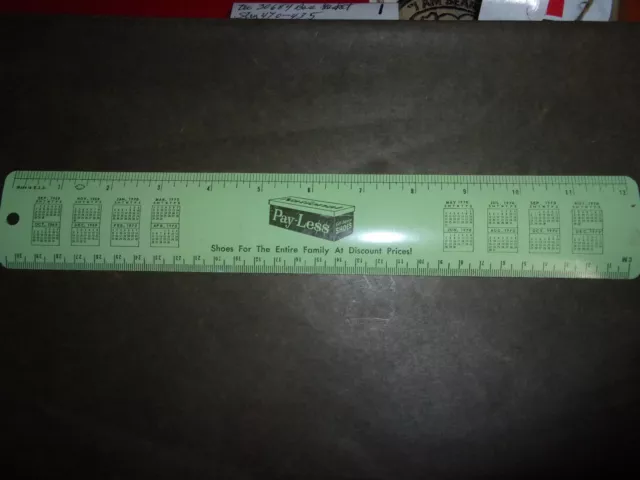 Vintage Rare 1969/1970 Payless Shoes Metal Advertising Ruler Pay Less Shoe